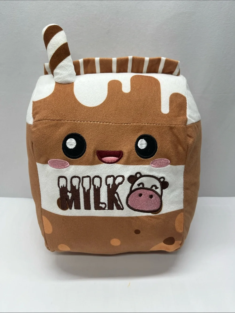 Chocolate Plush Milk Carton Kids Bag - Brown, Cream, Pink